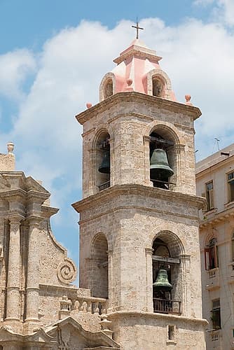 Cuba, Havana. Havana Cathedral, Cuban Baroque facade. Art Print